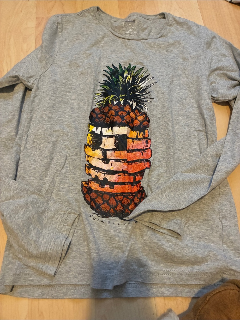 Boys Grey Long-Sleeve Pineapple Graphic Tee